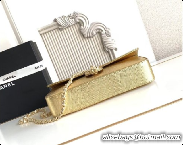 Grade Design Chanel Flap Bag in Lizard Pattern Leather AS6568 Gold 2026