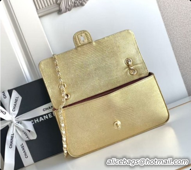 Grade Design Chanel Flap Bag in Lizard Pattern Leather AS6568 Gold 2026