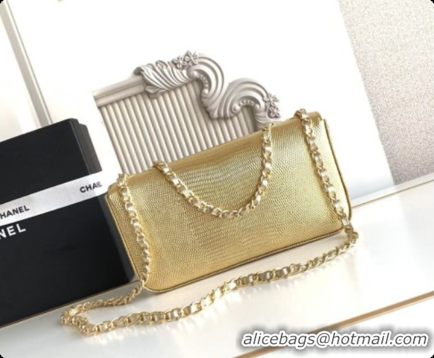 Hot Style Chanel Small Flap Bag in Lizard Pattern Leather AS6430 Gold 2026