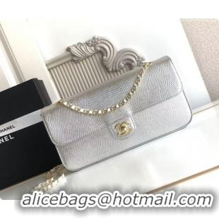 Sophisticated Chanel Flap Bag in Lizard Pattern Leather AS6568 Silver 2026