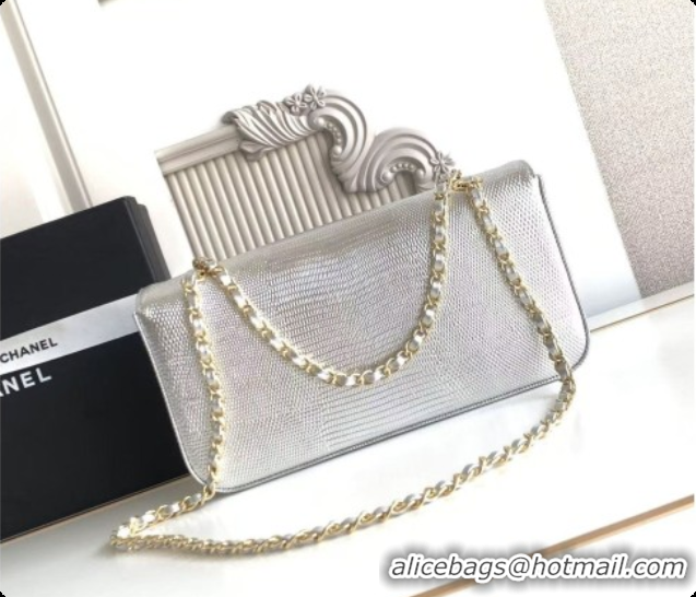 Sophisticated Chanel Flap Bag in Lizard Pattern Leather AS6568 Silver 2026