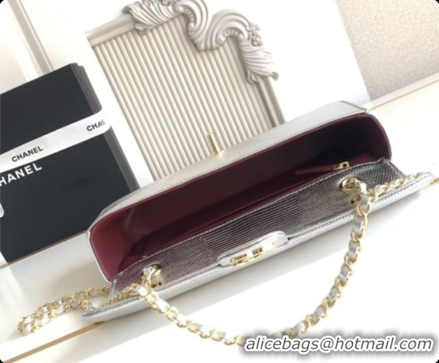 Sophisticated Chanel Flap Bag in Lizard Pattern Leather AS6568 Silver 2026