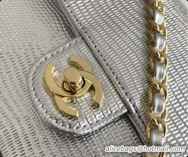 Sophisticated Chanel Flap Bag in Lizard Pattern Leather AS6568 Silver 2026