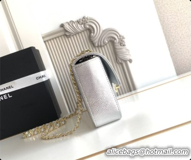 Sophisticated Chanel Flap Bag in Lizard Pattern Leather AS6568 Silver 2026