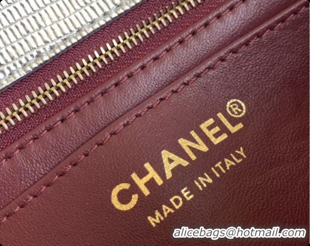 Sophisticated Chanel Flap Bag in Lizard Pattern Leather AS6568 Silver 2026