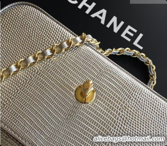 2026 Newest Chanel Small Flap Bag in Lizard Pattern Leather AS6430 Silver 2026