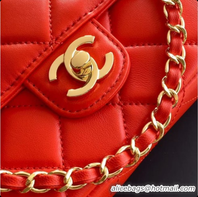 Top Quality Chanel Flap Bag in Lambskin AS6568 Orangey-red 2026