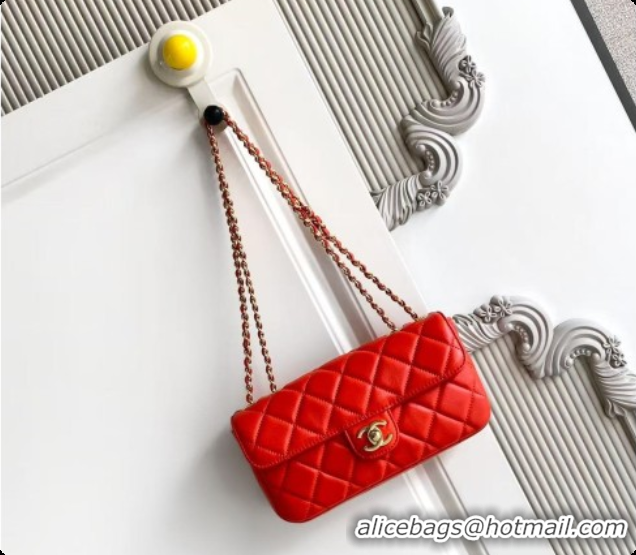 Pretty Style Chanel Small Flap Bag in Lambskin AS6430 Orangey-red 2026