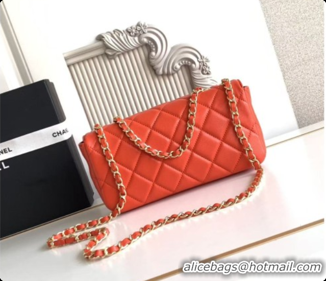 Pretty Style Chanel Small Flap Bag in Lambskin AS6430 Orangey-red 2026