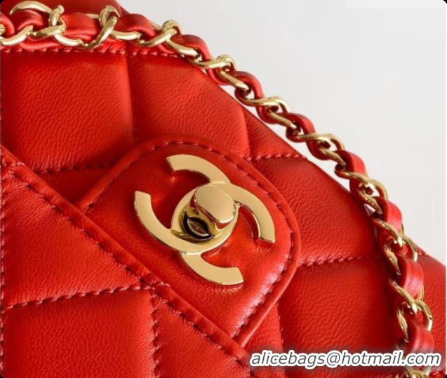 Pretty Style Chanel Small Flap Bag in Lambskin AS6430 Orangey-red 2026
