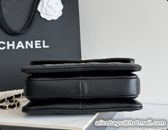 Best Quality Chanel Trendy CC Lambskin Flap Bag with Top handle and Metal-Tone Band A92236 CH100819 Black 2026