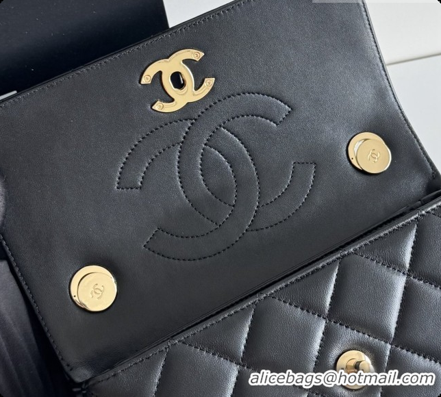 Best Quality Chanel Trendy CC Lambskin Flap Bag with Top handle and Metal-Tone Band A92236 CH100819 Black 2026