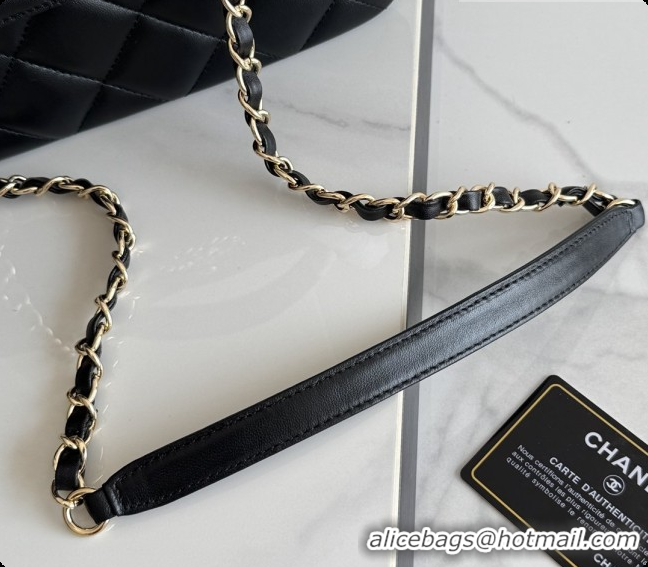 Best Quality Chanel Trendy CC Lambskin Flap Bag with Top handle and Metal-Tone Band A92236 CH100819 Black 2026