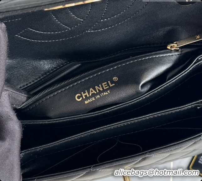 Best Quality Chanel Trendy CC Lambskin Flap Bag with Top handle and Metal-Tone Band A92236 CH100819 Black 2026