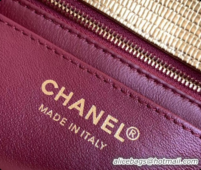 2026 Newest Chanel Trendy CC Lambskin Flap Bag with Top handle and Metal-Tone Band A92236 CH100820 Burgundy 2026