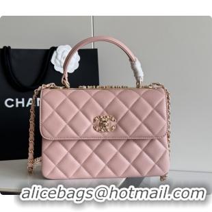 Super Quality Chanel Trendy CC Lambskin Flap Bag with Top handle and Metal-Tone Band A92236 CH100821 Pink 2026