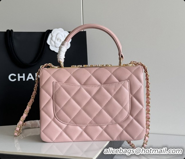 Super Quality Chanel Trendy CC Lambskin Flap Bag with Top handle and Metal-Tone Band A92236 CH100821 Pink 2026
