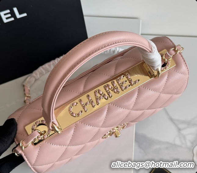 Super Quality Chanel Trendy CC Lambskin Flap Bag with Top handle and Metal-Tone Band A92236 CH100821 Pink 2026