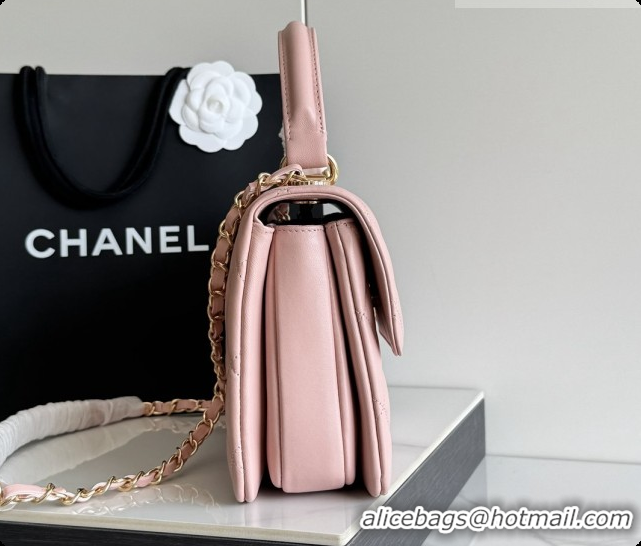 Super Quality Chanel Trendy CC Lambskin Flap Bag with Top handle and Metal-Tone Band A92236 CH100821 Pink 2026
