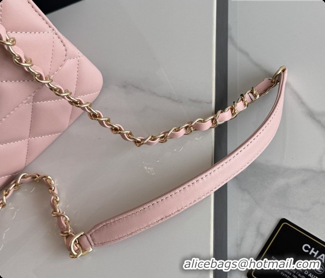 Super Quality Chanel Trendy CC Lambskin Flap Bag with Top handle and Metal-Tone Band A92236 CH100821 Pink 2026