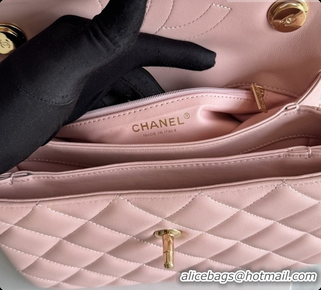 Super Quality Chanel Trendy CC Lambskin Flap Bag with Top handle and Metal-Tone Band A92236 CH100821 Pink 2026