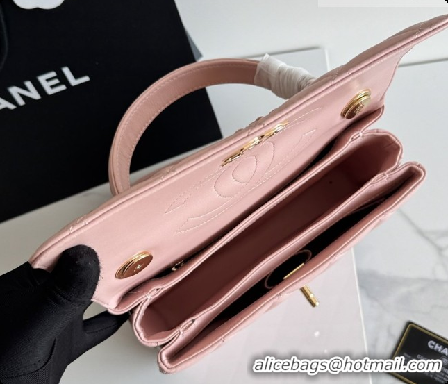 Super Quality Chanel Trendy CC Lambskin Flap Bag with Top handle and Metal-Tone Band A92236 CH100821 Pink 2026