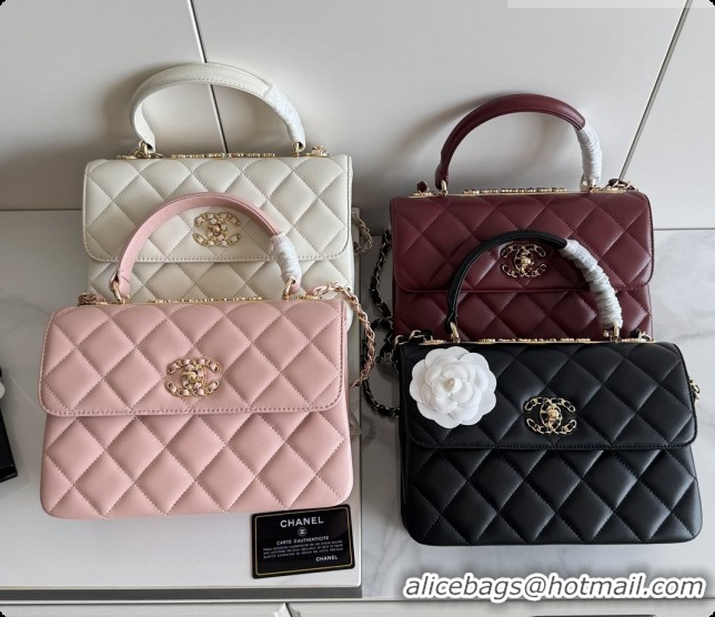 Super Quality Chanel Trendy CC Lambskin Flap Bag with Top handle and Metal-Tone Band A92236 CH100821 Pink 2026