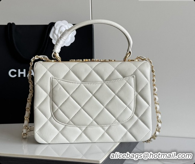 Stylish Chanel Trendy CC Lambskin Flap Bag with Top handle and Metal-Tone Band A92236 CH100822 White 2026