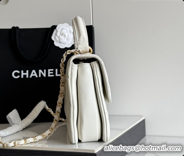 Stylish Chanel Trendy CC Lambskin Flap Bag with Top handle and Metal-Tone Band A92236 CH100822 White 2026