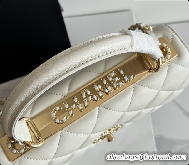 Stylish Chanel Trendy CC Lambskin Flap Bag with Top handle and Metal-Tone Band A92236 CH100822 White 2026