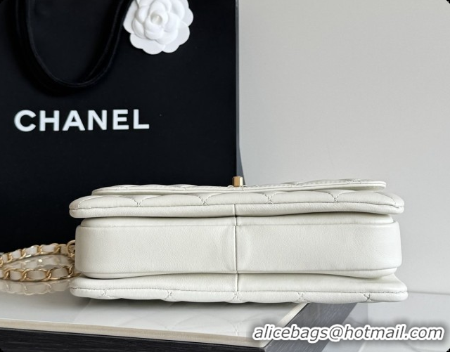 Stylish Chanel Trendy CC Lambskin Flap Bag with Top handle and Metal-Tone Band A92236 CH100822 White 2026