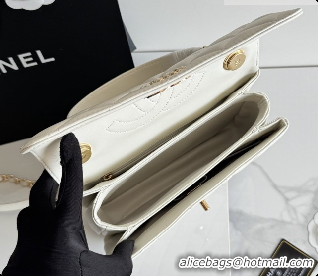 Stylish Chanel Trendy CC Lambskin Flap Bag with Top handle and Metal-Tone Band A92236 CH100822 White 2026