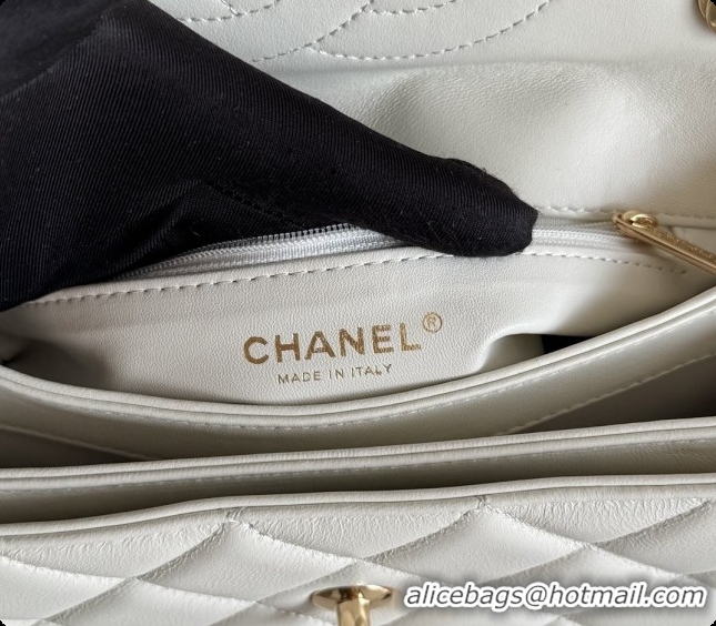 Stylish Chanel Trendy CC Lambskin Flap Bag with Top handle and Metal-Tone Band A92236 CH100822 White 2026