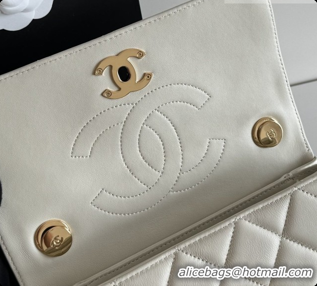 Stylish Chanel Trendy CC Lambskin Flap Bag with Top handle and Metal-Tone Band A92236 CH100822 White 2026