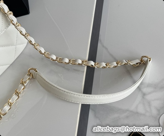 Stylish Chanel Trendy CC Lambskin Flap Bag with Top handle and Metal-Tone Band A92236 CH100822 White 2026