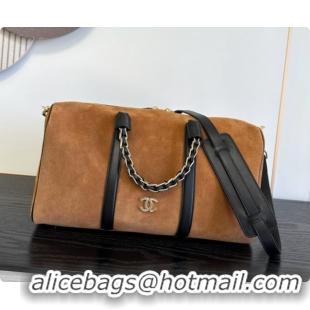New Style Chanel Boston Bowling Bag in Suede Calfskin CH100824 Brown 2026