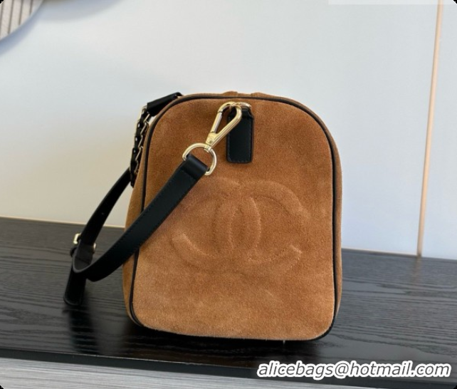New Style Chanel Boston Bowling Bag in Suede Calfskin CH100824 Brown 2026