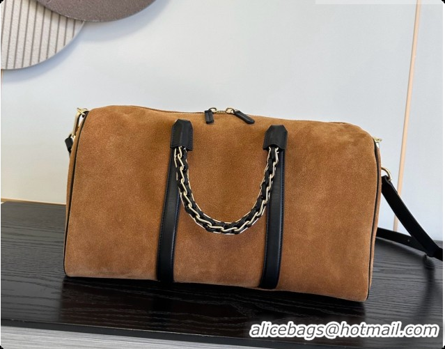 New Style Chanel Boston Bowling Bag in Suede Calfskin CH100824 Brown 2026