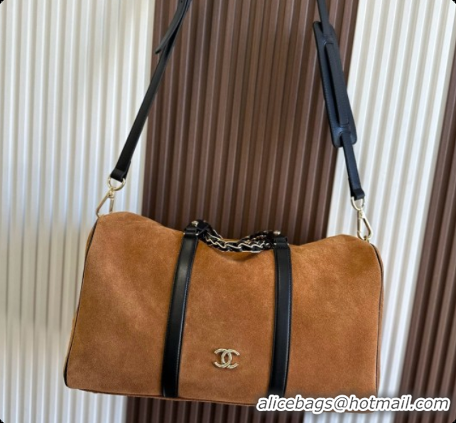 New Style Chanel Boston Bowling Bag in Suede Calfskin CH100824 Brown 2026