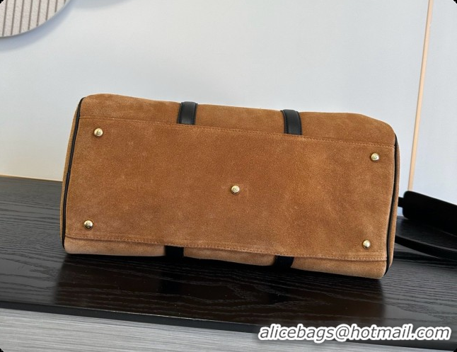 New Style Chanel Boston Bowling Bag in Suede Calfskin CH100824 Brown 2026