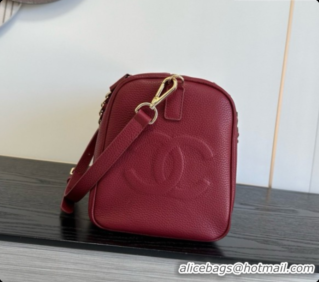 Buy Duplicate Chanel Boston Bowling Bag in Grained Calfskin CH100826 Burgundy 2026