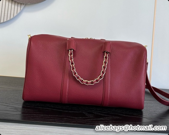 Buy Duplicate Chanel Boston Bowling Bag in Grained Calfskin CH100826 Burgundy 2026