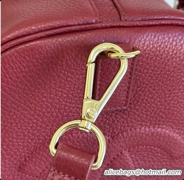 Buy Duplicate Chanel Boston Bowling Bag in Grained Calfskin CH100826 Burgundy 2026