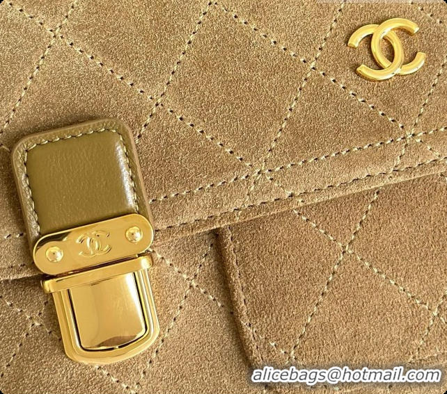 Colorful Chanel Backpack in Suede Calfskin AS6465 Light Brown 2026