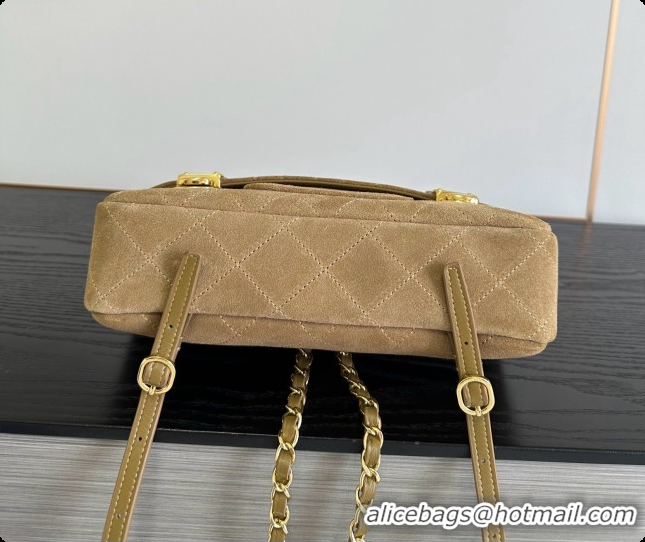 Colorful Chanel Backpack in Suede Calfskin AS6465 Light Brown 2026