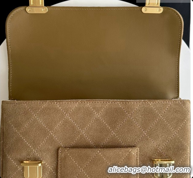 Colorful Chanel Backpack in Suede Calfskin AS6465 Light Brown 2026