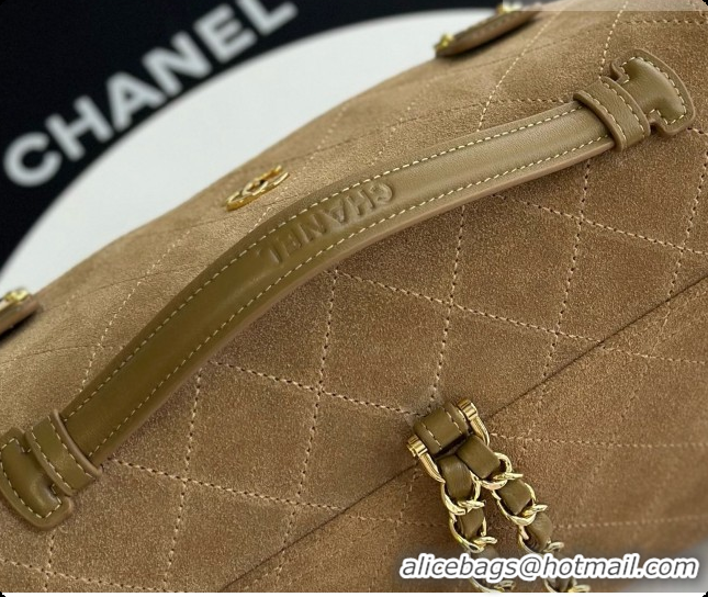 Colorful Chanel Backpack in Suede Calfskin AS6465 Light Brown 2026