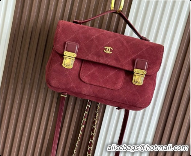 Affordable Price Chanel Backpack in Suede Calfskin AS6465 Amaranth Red 2026