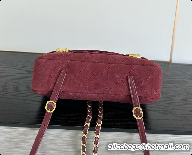Affordable Price Chanel Backpack in Suede Calfskin AS6465 Amaranth Red 2026