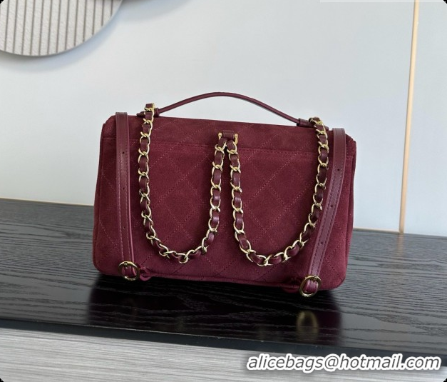 Affordable Price Chanel Backpack in Suede Calfskin AS6465 Amaranth Red 2026